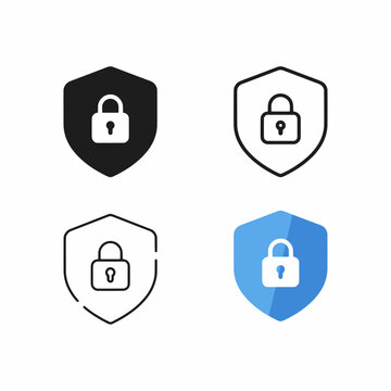 Security Shield Lock Icon Set &ndash; Data Protection, Cybersecurity Vector Icons Pack
