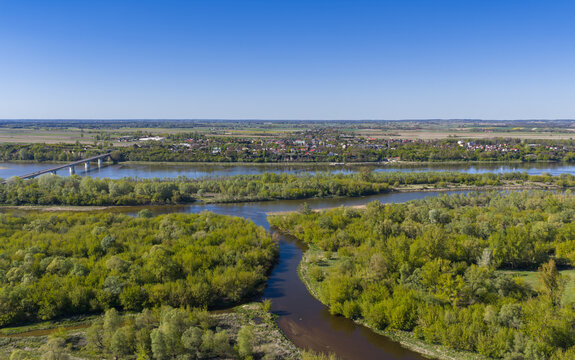 The unique and beautiful Mazovia region. The Bzura River flows into the Vistula and the town of Wyszogr&oacute;d on the other bank.