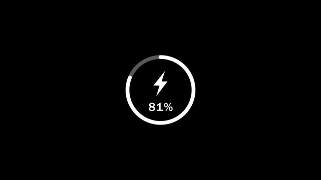 Red Loading screen at 100%, screen cell phone display charging battery 100% on Black Background and features 4k Animation video