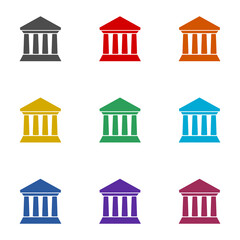 Naklejka premium Old Building Bank icon isolated on white background. Set icons colorful
