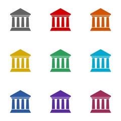 Naklejka premium Old Building Bank icon isolated on white background. Set icons colorful
