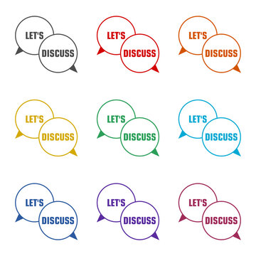 Let s Discuss Speech Bubble icon isolated on white background. Set icons colorful