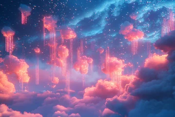 Futuristic landscape featuring glowing volcanic crystals unique ecological energy source in sci-fi environment, Generative AI © Tetiana