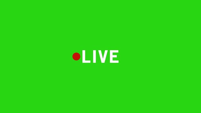 Red Live Stream Button with transparent background, Live streaming icon animation with alpha channel, 4k Animated red button live streaming 4k Animation video on Black Background