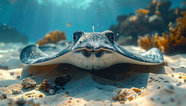 Stingray on sandy seabed