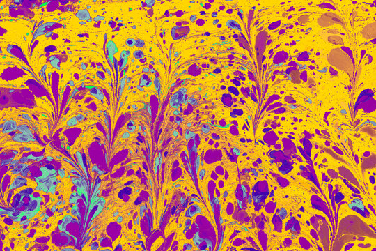 
Traditional Turkish Ebru art background with colorful abstract flowers and liquid ink texture