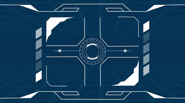 Digital hud animation with circular focus. Digital hud futuristic technology frame. Digital hud interface graphic on black background.