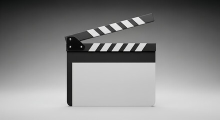 Fototapeta premium film clapper board on white background cinematic filmmaking equipment movie production tool slate device ready for filming studio lighting gray gradient backdrop