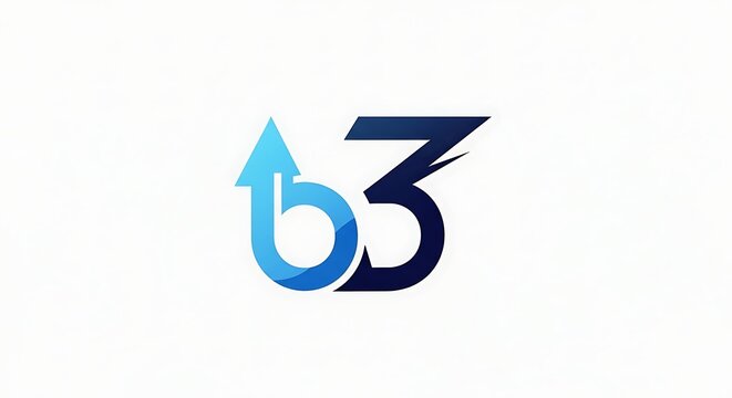 B3 Logo Design - Modern and Upward Growth Symbol.