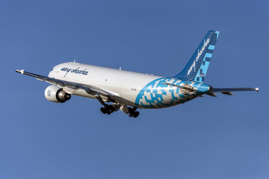 Luqa, Malta - April 27, 2026: Easy Charter Airbus A300F4-605R(F) (REG: 4L-UCK) taking off runway 13 in the morning.