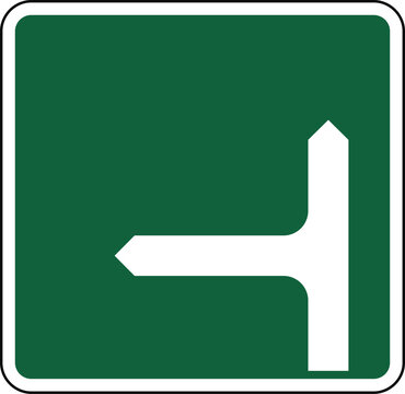 T Intersection Directional Road Sign Map Primary Roads Vector