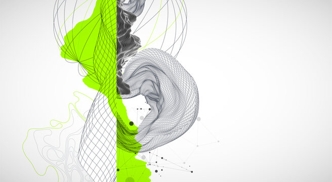 Abstract art wireframe background. Modern science or technology art elements. Surface illustration. Vector.
