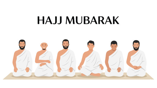 vector of a Muslim people performing the Hajj 03