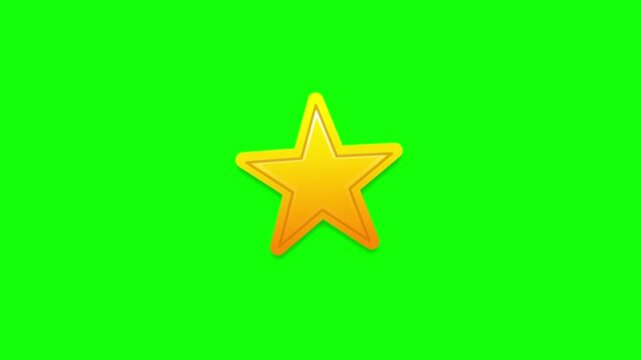 Golden star icon on green screen background, glowing yellow star symbol for gaming and rewards, animated rating star for video editing
