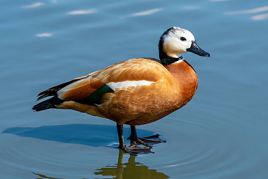 Close-Up of Ruddy Shelduck, Vibrant Plumage Waterfowl in Peaceful Aquatic Setting

