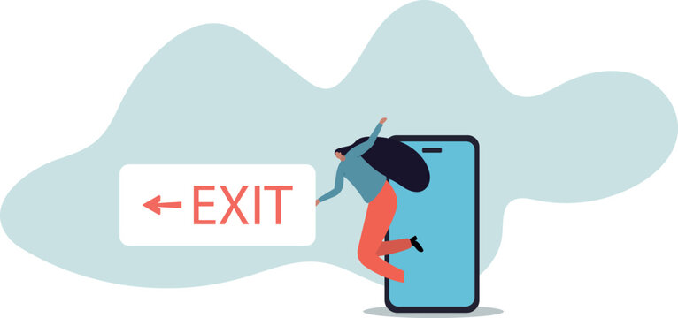 Reduce mobile screen time, digital detox, exit from virtual social media and live your real life.human life and situation.