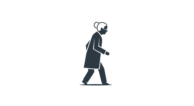a person walking with thought bubble.