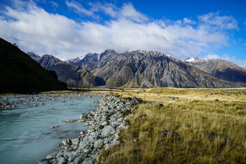 Beautiful Snowy Mountain Scenery of Mt Cook National Park South Island New Zealand © Greggory Zzyzx
