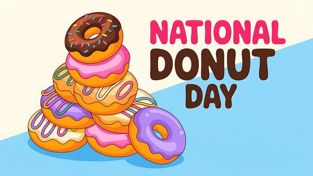 Stack of colorful donuts for national donut day