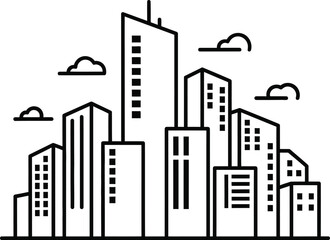 Obraz premium Minimal Line Art Icons of Environmental Care, Tree Planting, Rain and Community Eco Activities