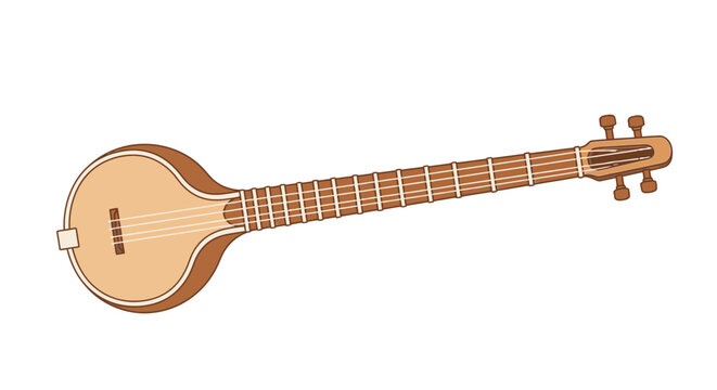 Illustration of a tanpura, a long-necked plucked string instrument used in Indian classical music