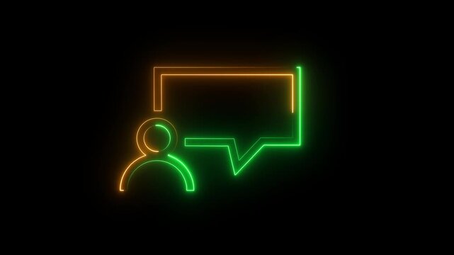 Glowing neon man icon with message icon animation. Minimalist profile notification icon. Human icon with glowing message icon.