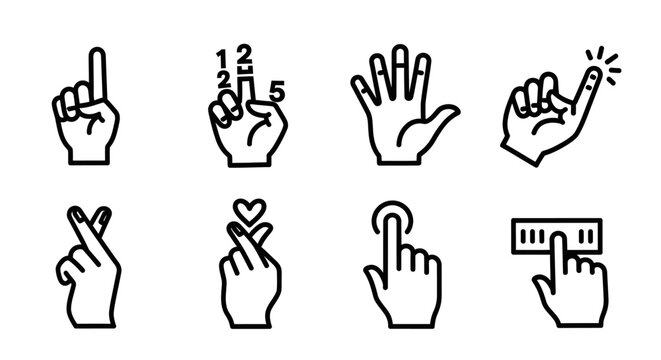 Hand gestures and signs icons.