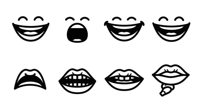 Various Smiling Mouths and Lips.