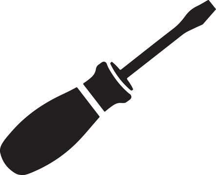 Screwdriver icon, black tool, flat design, vector illustration, repair symbol