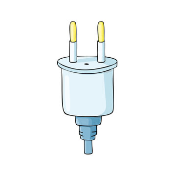 European electrical power plug with two round pins and grounding contact adapter