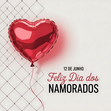 Red heart shaped balloon tied to a fence on lovers day