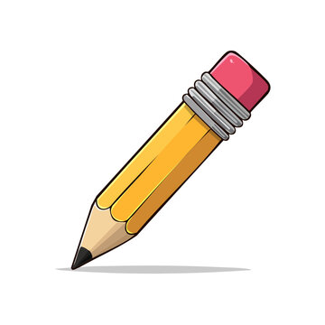 Classic yellow pencil with pink eraser stubby illustration