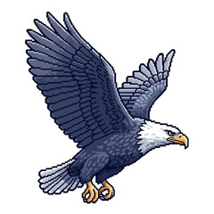 Fototapeta premium American bald eagle in flight with wings spread wide soaring through sky