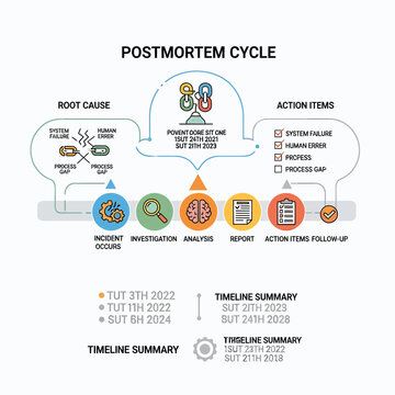 Postmortem Cycle Diagram for Incident Investigation and Analysis.