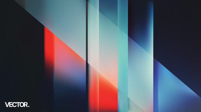Abstract Light Beams and Glass Panels - Blue Red Teal Gradient Geometric Background