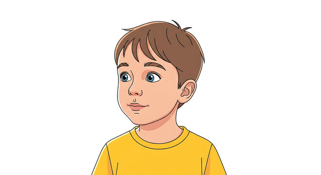 Young Boy Cartoon Character Portrait.