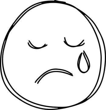 Doodle Sad Crying Face For Scrapbook