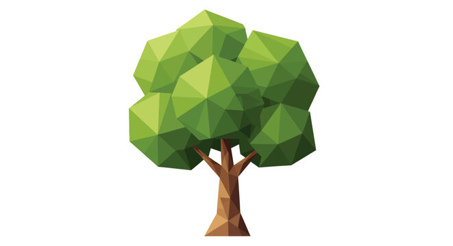 Low Poly Tree Illustration Closeup.
