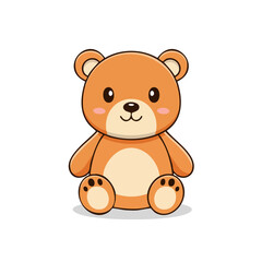 Fototapeta premium Cute cartoon teddy bear sitting adorably with a happy expression perfect for children's designs