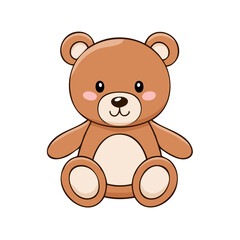 Obraz premium Adorable Cartoon Brown Teddy Bear Sitting and Smiling with Cute Cheeks