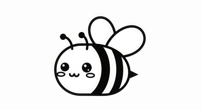 Cute Cartoon Bee Illustration with Stripes.