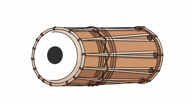 Brown tabla drum illustration