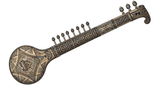 traditional indian stringed musical instrument, sitar