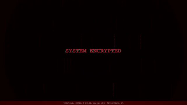 System Encrypted Warning Message With Digital Matrix Data Background