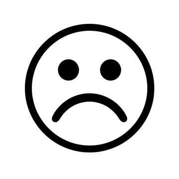 A frowning face emoticon symbolizing sadness or disapproval on a white background