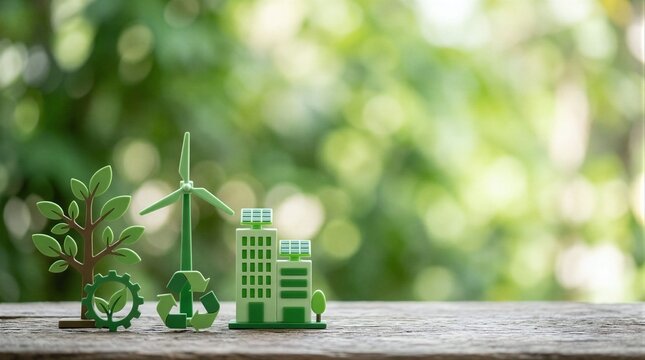 A close-up shot of a miniature model of a building and a windmill.