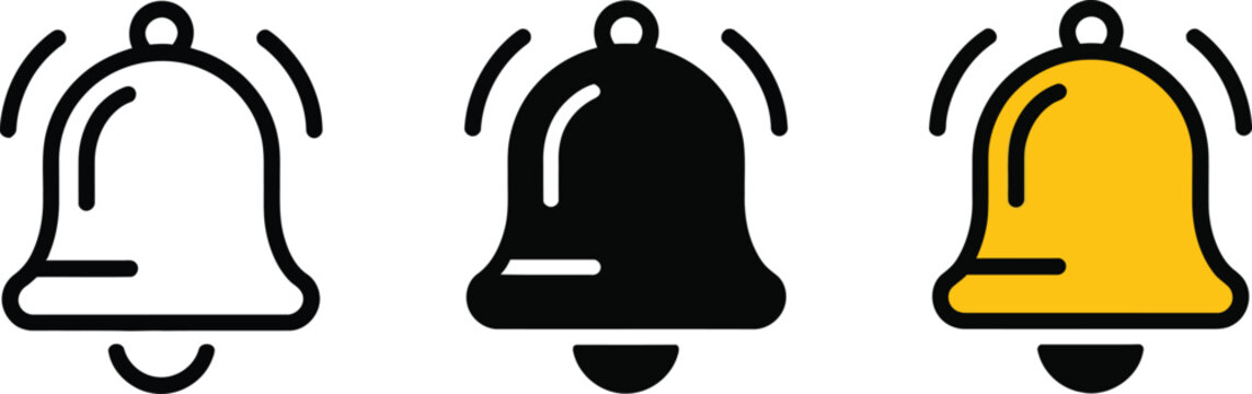 Bell Icons: A trio of stylized bell icons in various designs, symbolizing notification and reminder.