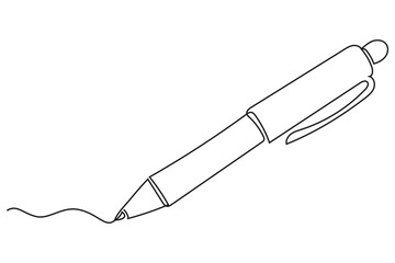 Fototapeta premium Simple Ballpoint Pen One Line Art – Clean Outline Vector Illustration