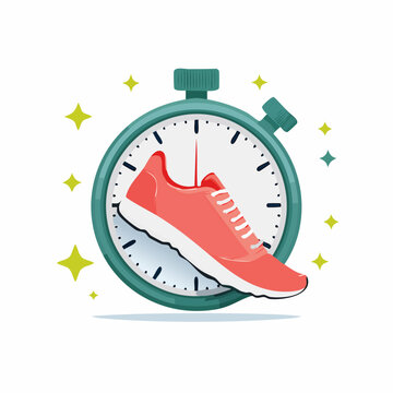 Running shoe and stopwatch icon for fitness and speed performance