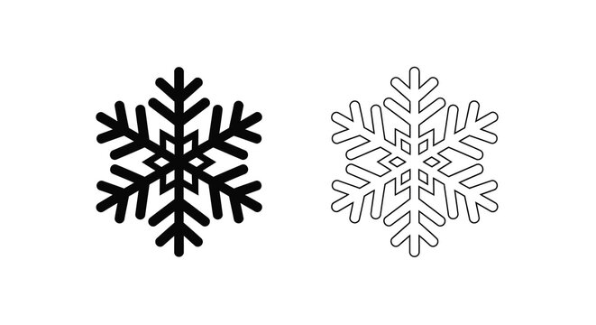 Snowflake shapes black and white line art silhouette